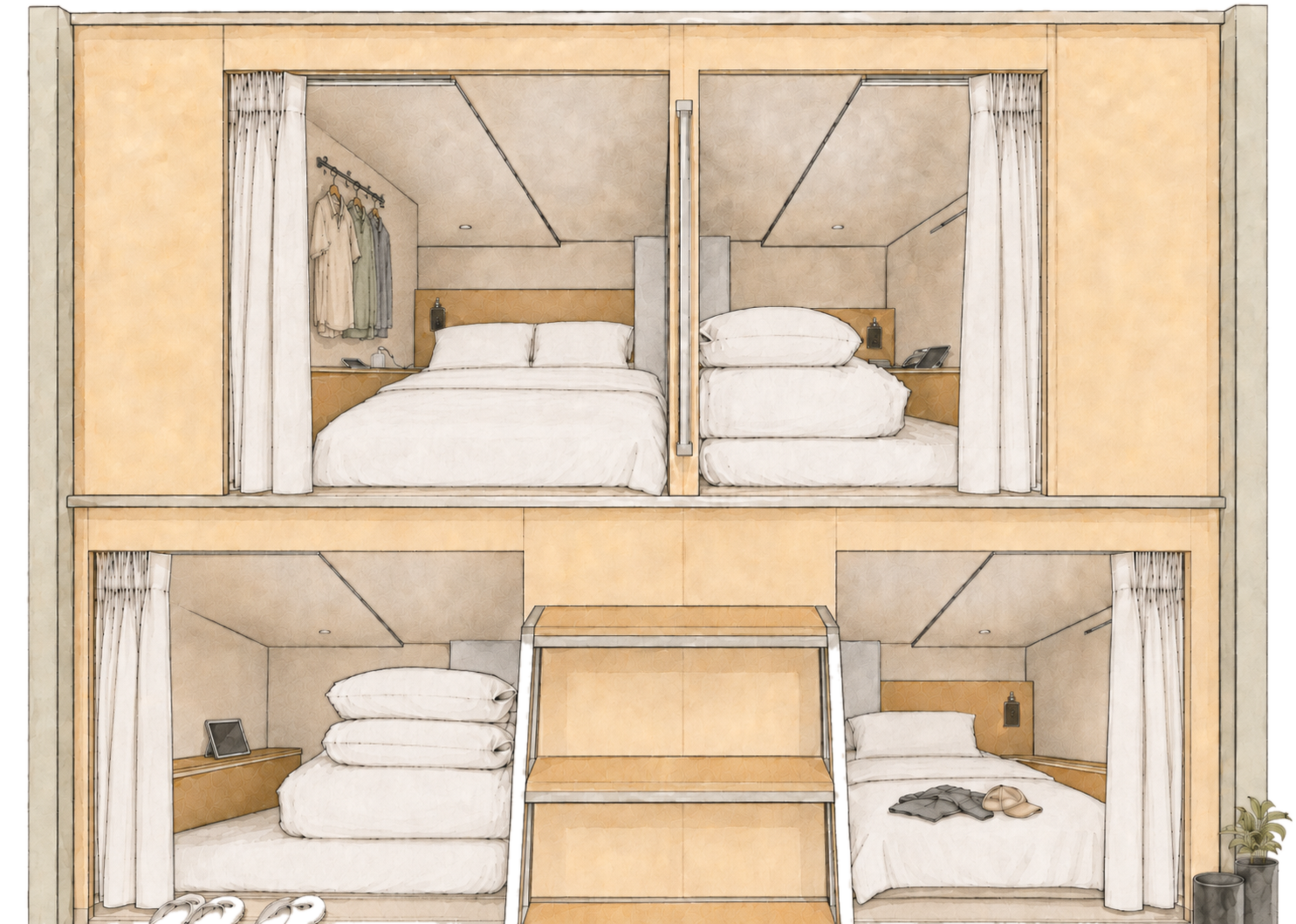 Capsule rooms cross-section